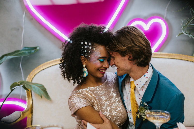 Neon punks glitter wedding inspiration